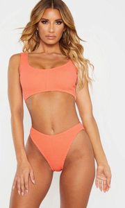 Coral Crinkle Bikini Set