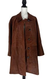 Frame Crocodile-Embossed Leather Trench Coat