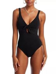 Robin Piccone Ava Plunge Neck Tie-Front One Piece Swimsuit size 4