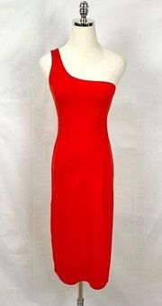 Revolve Savanna Red Dress One Shoulder Poppy Midi H:OURS Sz XS Bodycon Fitted