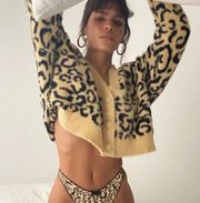 Love & Lemons Frankie Long-Sleeve Cardigan Leopard Print