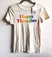 Chaser Tee Rainbow Happy Thoughts Cream Graphic T-Shirt M BNWT Great Gift Pride!