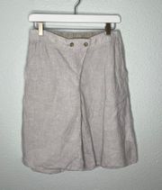 Linen Relaxed Ice Gray Culotte Lagenlook Shorts