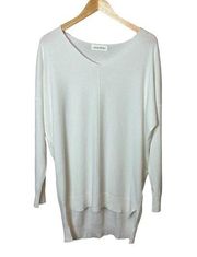 Caren Forbes White Cotton Blend Light Tunic Sweater Size Med Large