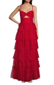 Red Tiered Prom Dress