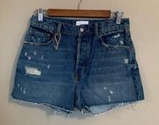 Boyish The Cody High Rise Cut Off Jean Shorts NWOT Size 27 Distressed Denim