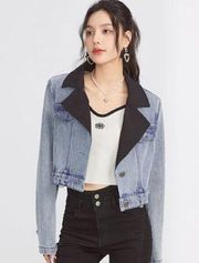 Zana di Cropped Biker Denim Jacket size Medium