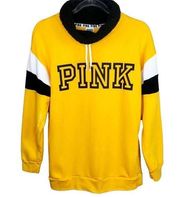 PINK - Victoria's Secret PINK VS Mustard Yellow Sherpa Pull Over Logo Sweatshirt Extra Small