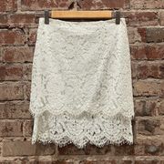 Lulu's White Tiered Lace High Waist Zip Up Mini Layered Pencil Skirt Small