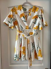 Yellow And White Floral Romper