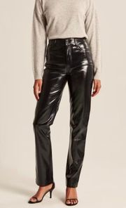 NWT  Black Straight High Rise Patent Leather Pants Size 27