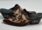 DONALD PLINER SOUTH WESTERN COUTURE KOGI LEATHER MULE Size 8.5 M EMBROIDERED A++