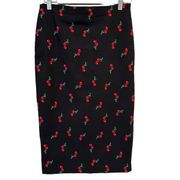 7th Avenue New York & Company Cherry Print Pencil Skirt Rockabilly Retro Style