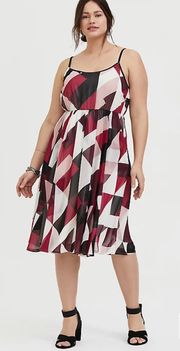 Burgundy Multi Geo Chiffon Dress