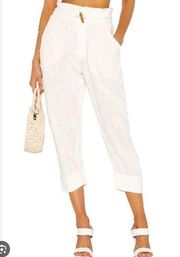 Free People Womens Linen High Waist Pants Cropped Small