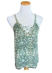 Womens Guess Snakeskin Sleeveless Criss-Cross Tank Top w Gold Hardware - Sz S