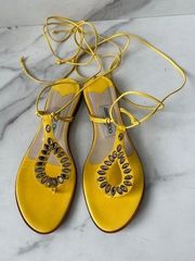 JIMMY CHOO Yellow Jeweled Lace uP Gladiator Sandals Size 37