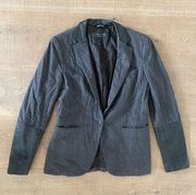 rag & bone women’s gray wool leather trim blazer jacket