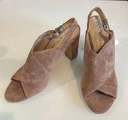 Via Spiga pink beige suede chunky heel slingback sandals size 10 NEW