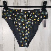 NWT Victoria's Secret Black Lemon Ruffle High Waist Cheeky Bikini Bottom Size XL