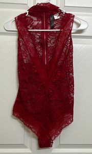 Red Midnight Lace Teddy