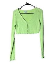 Urban Outfitters  Bright Green Cropped Cardigan Size Large