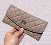 STUDIO BADGLEY MISCHKA taupe gray Diamond Quilted Cover Wallet, faux leather