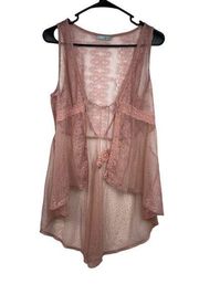 Maurices Lace Tie Front Chemise Intimate Sleepwear Pink High Low Women S/M