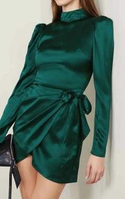 Reformation Josephine silk mini dress green emerald