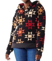 SONOMA Goods For Life® NWT Aztec Print Henley Sherpa Hooded Pullover Black Sz XL