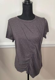 KLD Grey Ruched Front Blouse Size Large