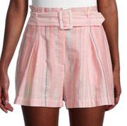 Parker Carlo Pink Sunset Stripe Paperbag Shorts Size 6