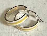 Chaps Yellow and white hoop earrings