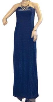 Jessica McClintock Gunne Sax Maxi Cocktail Dress Blue/Purple Sparkles Vintage 9