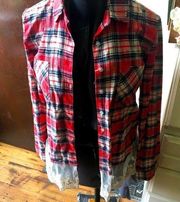 Altar’d State boho plaid button down lace shirt