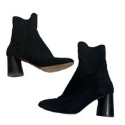 Donald Pliner suede sock booties heeled boots black Sz 7.5