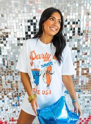 Party in the USA Fourth of July Tan Graphic Tee Shirt