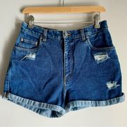 Vintage 90s bill blass Distressed High Rise Cuffed Mom Jean Shorts Size 10