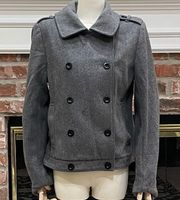 🎉HP🎉  grey wool-blend peacoat with black buttons / M / EUC