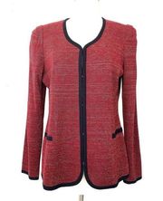 Misook top jacket blazer maroon black and gold size M