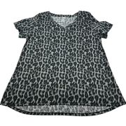 LuLaRoe  Perfect T Womens X-Large Cheetah Print Tee Shirt High Low Hem Top V-neck