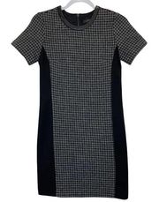 J Crew Women's Gray and Black Wool and Leather Houndstooth Lined Dress Size 00
