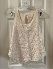 Talula Tan/Pink Lace Scoop Neck Sleeveless Blouse