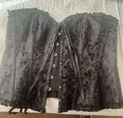 Topmelon collection black satin lace sexy goth corset Lingerie 4XL corset size 4