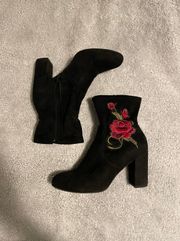 Candies Embroidered Suede Booties 