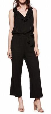 PAIGE Paletta Ruffle Neck Jumpsuit In Black Size Medium