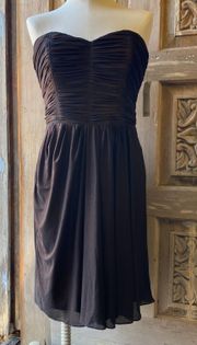 Bagdley Mischka Bronze Strapless Ruched Dress Size 8 NWT