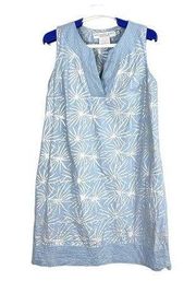 Gretchen Scott Size XS Blue Silver Starburst Print Sleeveless Shift Dress Pocket