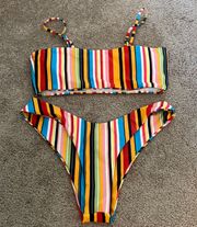 SheIn Multicolor Striped Bikini Set