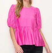 Staccato Puff Sleeve Pink Top